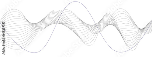 Abstract wave element for design. Digital frequency track equalizer. Vector. Black and grey digital wavy dot, twisted wave line and halftone gradient pattern. Elements on white background.
