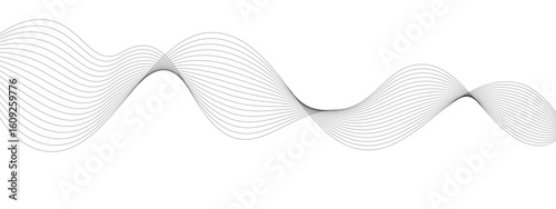 Abstract wave element for design. Digital frequency track equalizer. Vector. Black and grey digital wavy dot, twisted wave line and halftone gradient pattern. Elements on white background.