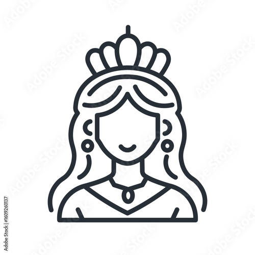 Fotografía Princess or queen line icon. Isolated vector illustration