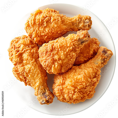 Crispy Fried Chicken Drumsticks on a White Plate