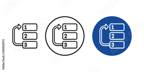 123 diagram shape line round set icon flat