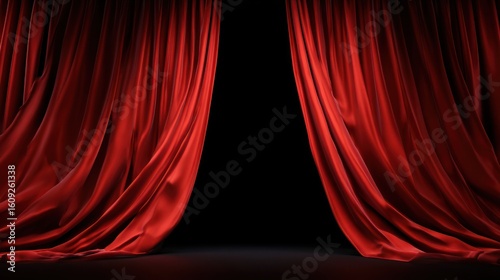 Red velvet theatre curtains stage backdrop