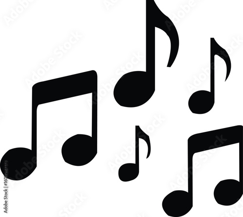 Black musical notes on white background symbols
