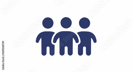 Illustration of three stylized human figures standing side by side in a row on a white background