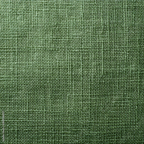 Rough green burlap fabric creating seamless textured background, providing rustic warmth with natural organic pattern and earthy textile design elements