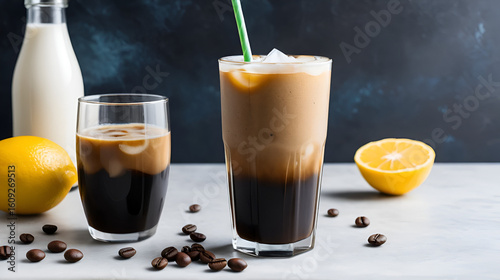 A refreshing and energizing drink made with cold-brewed coffee, milk, and sugar