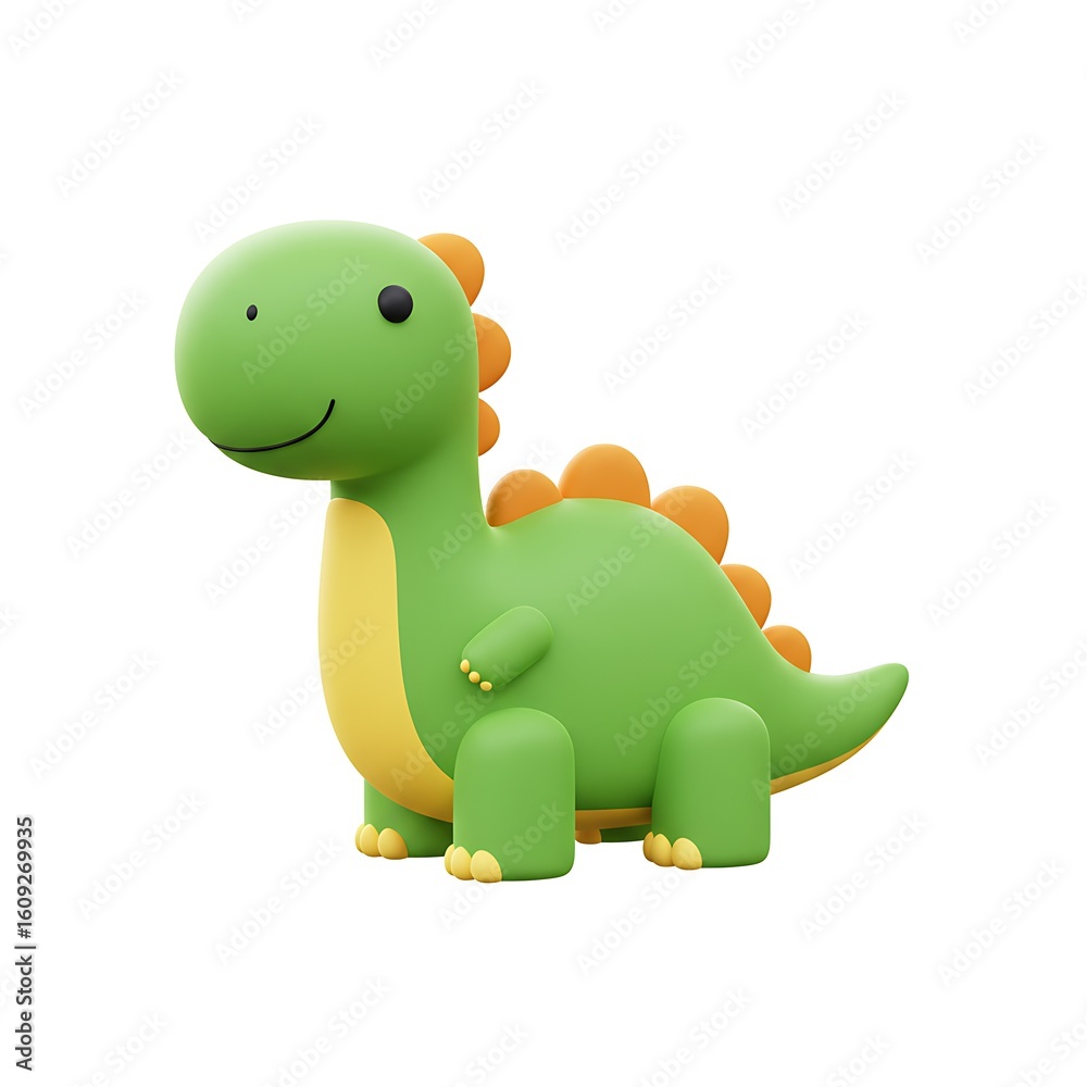 Fototapeta premium 3D Yellow-Spiked Green Dino