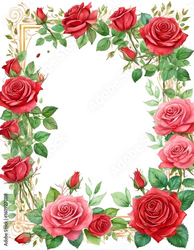 Elegant red roses watercolor card design perfect for celebrating birthdays, weddings, and special occasions with heartfelt messages and love Generative AI
