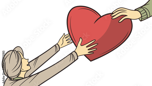 Giving receiving heart love donation charity volunteer support care kindness helping hands sharing passion