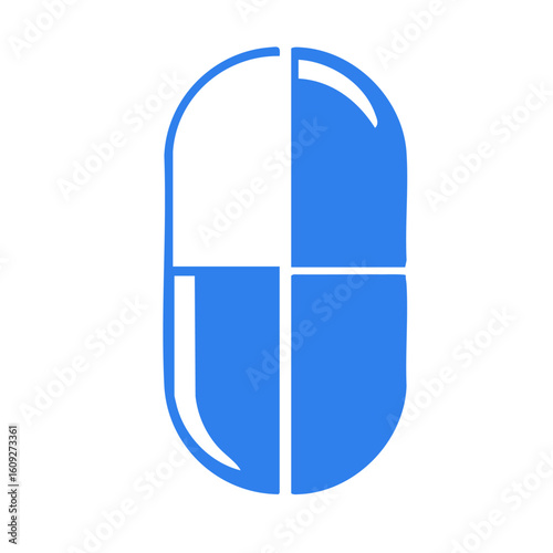 Capsule and pill icon on transparent background blue silhouette
