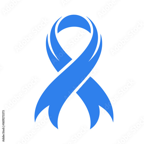 Awareness ribbon icon on transparent background blue silhouette
