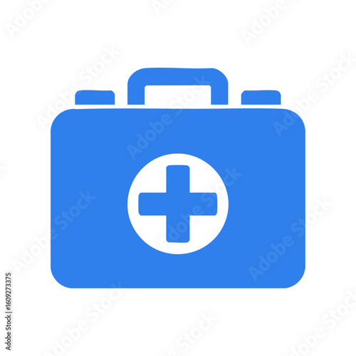 Medical bag icon on transparent background blue silhouette
