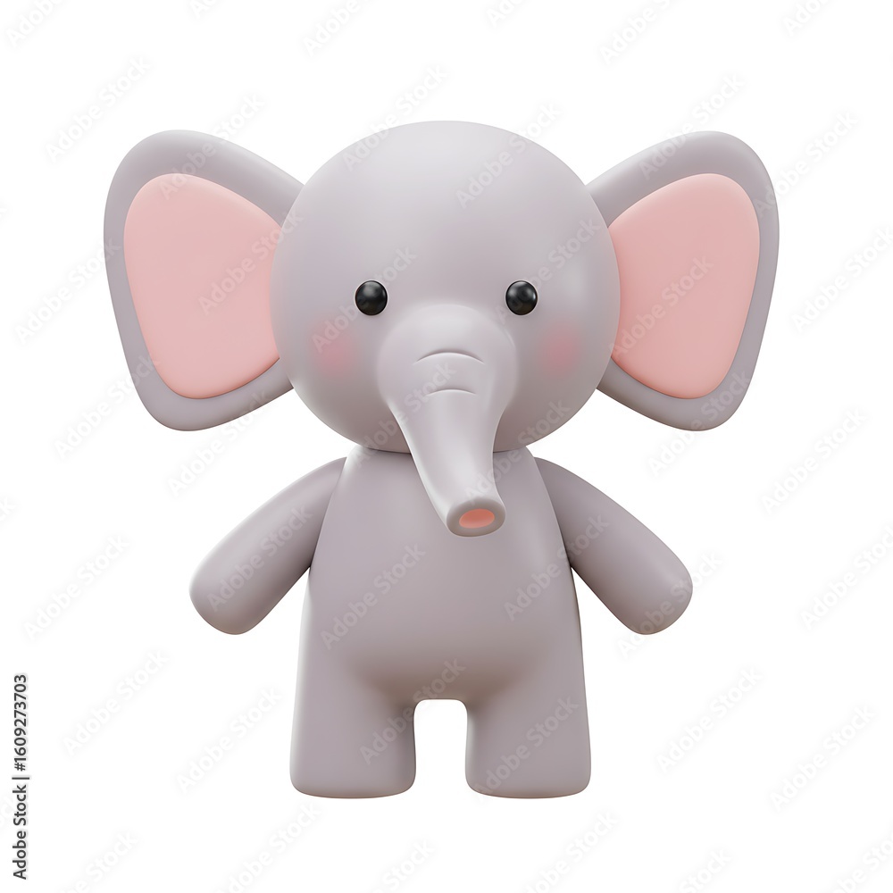 Fototapeta premium 3D gray baby elephant cartoon