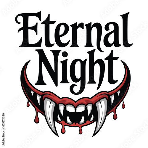 Eternal Night Vampire Fangs Spooky T Shirt Design