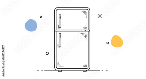 Modern two door refrigerator appliance for kitchen storage and food preservation essentials