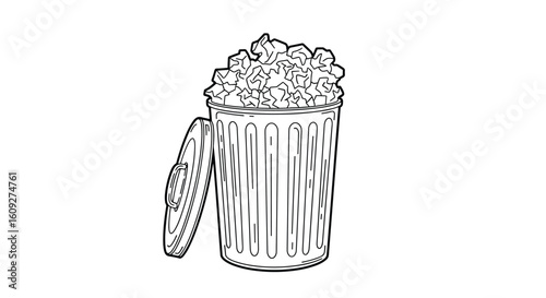 Deliciously savory snack time a refreshing beverage with a plenty of popcorn in a container for enjoyment and relaxation