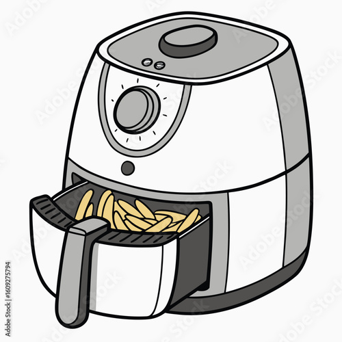 air fryer cooking icon set