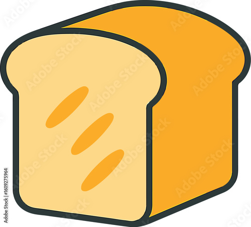 Flat color icon of sliced bread isolated on transparent background – suitable for bakery app or breakfast menu