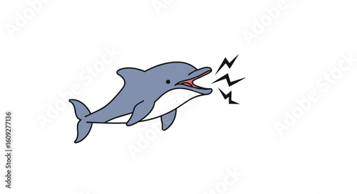 Captivating illustration of a dolphin communicating through sound waves in a vibrant ocean environment