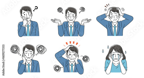 Frustrated and stressed business people experiencing mental anguish and distress in professional setting