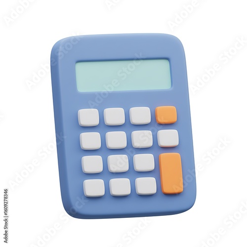 3D rounded calculator blue cartoon