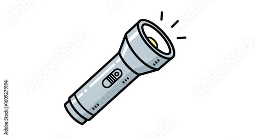A simple hand held portable electric light emitting device with a reflector and a switch for illumination in dark environments