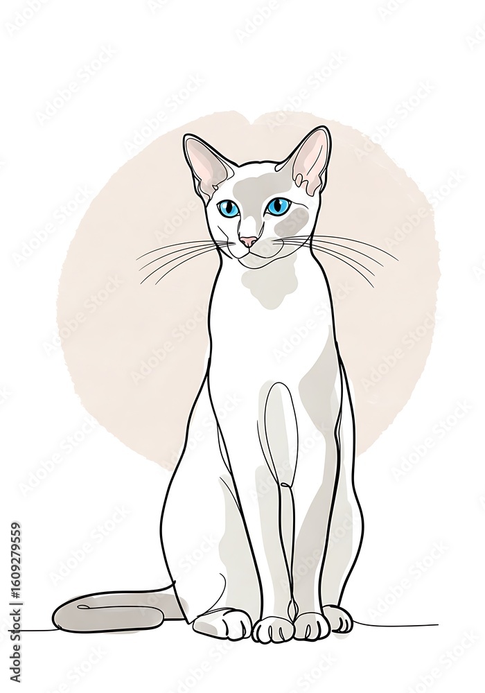 Obraz premium Simple vector drawing of elegant sitting cat