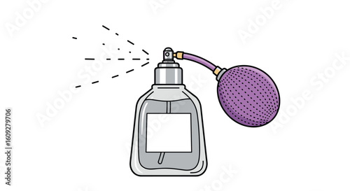 Classic perfume atomizer spray bottle with vintage bulb for elegant fragrance application