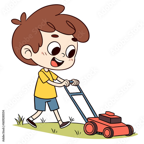 man mowing lawn