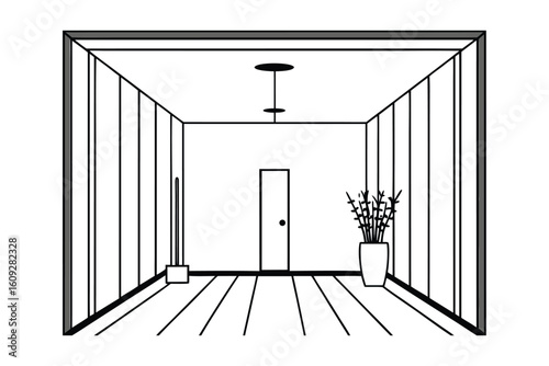 Narrow Room With Tall Ceiling And Vertical Elements