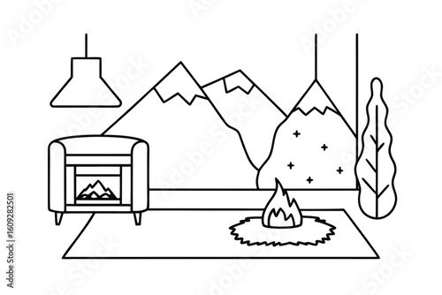 Mountain View Room With Fireplace And Cozy Seating