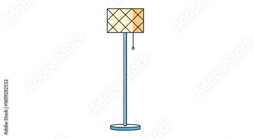 Modern tall floor lamp with geometric shade and stable base for living room or bedroom ambiance