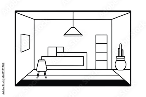 Monochrome Interior With Grey And Black Minimal Design