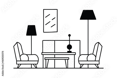 Modern Lounge With Armchairs Coffee Table And Rug