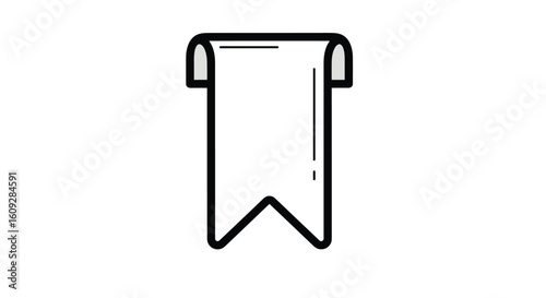 Simple stylized bookmark icon representing a saved page or favorite content for digital media and web applications