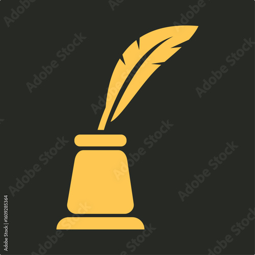 Feather and inkwell trendy applicable important vector Illustration design handsome colorful background