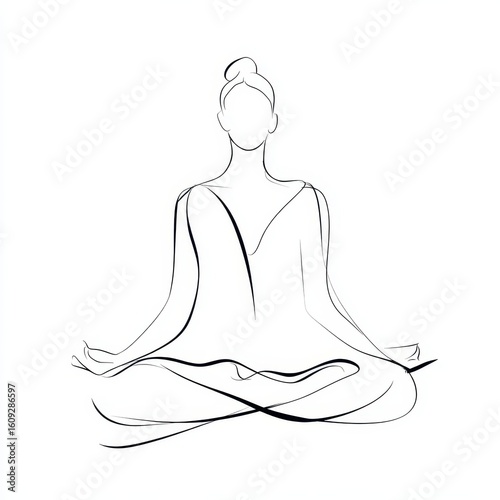 Minimalist line art meditation pose for inner serenity