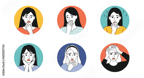 Collection of diverse human emotions illustrated through facial expressions and body language portrayals