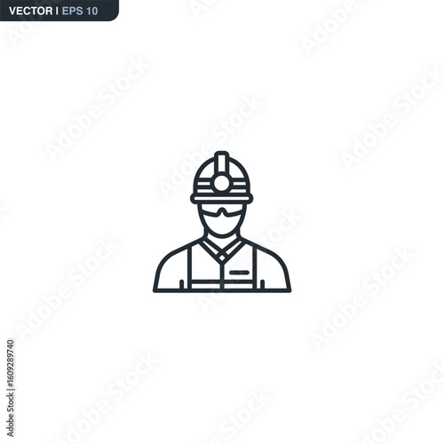 Worker, linear style sign for mobile concept and web design