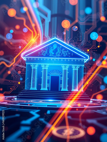 Central bank digital currency concept on abstract design