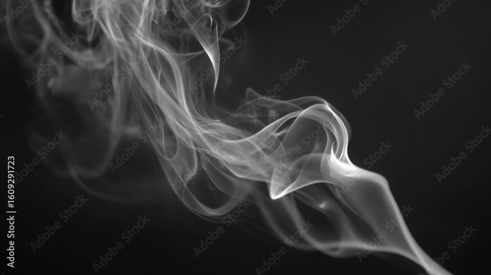 Fototapeta premium smoke or vapor gently rising in slow motion, dark background, monochrome tones, mysterious mood, abstract motion design 