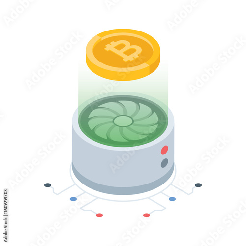 Check out this isometric style icon of bitcoin gpu rig