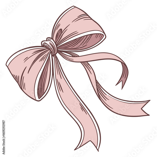 Elegant pink bow vector illustration for free, perfect for graphic design projects and crafts