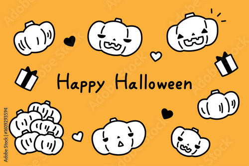 かわいいハロウィンのかぼちゃのイラスト お化けカボチャ ジャックオランタン