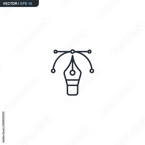 Bezier design pen, linear style sign for mobile concept and web design
