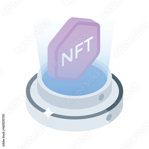 A stunning isometric icon showing nft marketplace concept