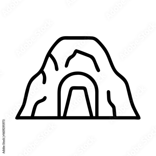 Cave Entrance Outline Symbolic of Adventure, Exploration, and the Unknown for Travel Blogs, Education Materials, Geology Websites, and Conservation Awareness