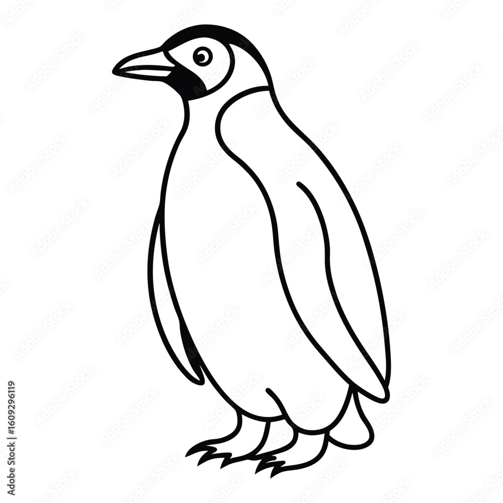 Naklejka premium Simple line drawing of a penguin standing