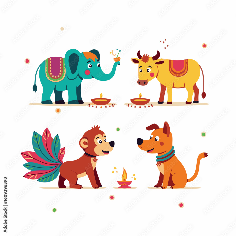 Fototapeta premium Colorful flat vector cartoon animal silhouettes collection – cute wild, domestic, aquatic, jungle, fantasy, and forest animals in minimalist kid-friendly style on white background