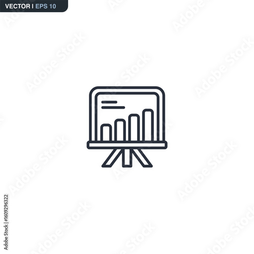 Business growing chart presentation, linear style sign for mobile concept and web design